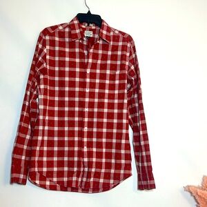 J. Crew Secret Wash Plaid Cotton Poplin Long Sleeve Button Down Shirt Small